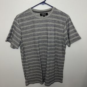 City of Angels COA T Shirt Mens Large Knit Striped Short Sleeve Casual Gray NWOT
